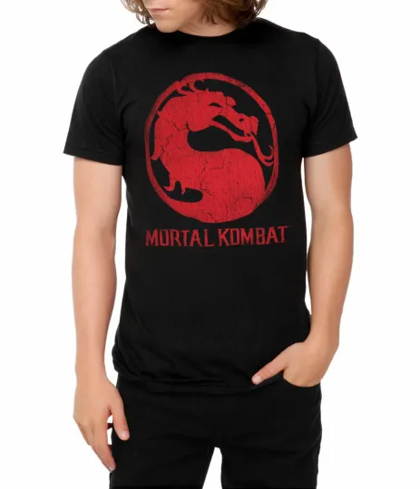 Discover Mortal Kombat Classic Logo Distressed T-Shirt