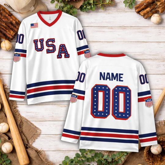 Discover Custom USA Hockey Jersey, Personalized Country Flag Jersey with Name & Number, Youth to Adult Sizes, Ice Hockey Fan Gear