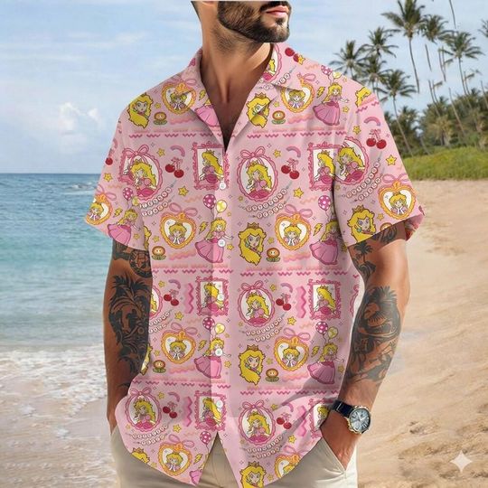 Discover Super Mario Princess Peach Hawaiian Shirt, Super Mario Hawaiian Shirt, Mario Bros Hawaii Shirt