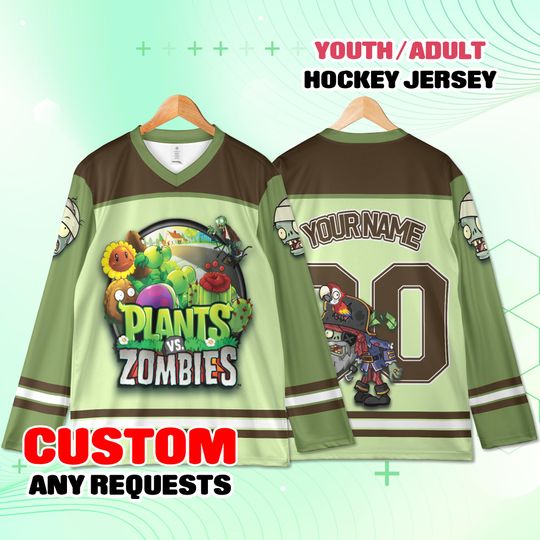 Discover Personalized Gaming Hockey Jersey Youth Adult, Plants Zombie Inspired Jersey, Custom Gamer Shirt