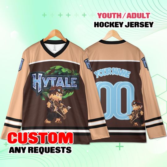 Discover Custom Gaming Hockey Jersey Youth Adult, Hytale Inspired Jersey, Personalized Gamer Shirt