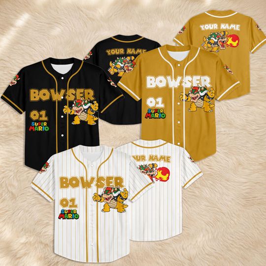 Discover Custom Bowser Baseball Jersey, Personalized Super Mario Fan Outfit