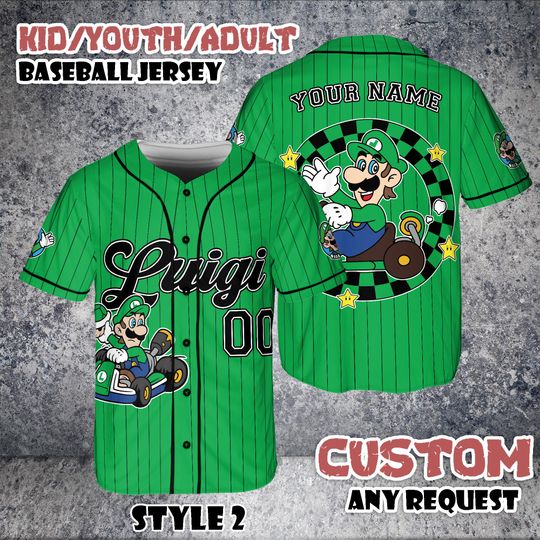 Discover Custom Luigi Baseball Jersey, Mario Kart Family Matching Shirt