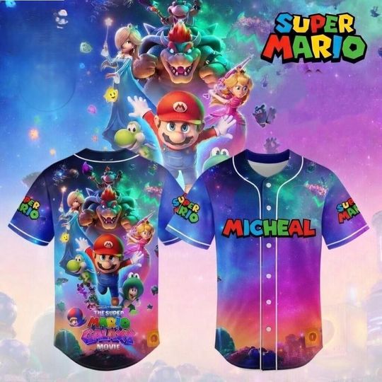 Discover Super Mario Galaxy Movie Baseball Jersey, Mario Peach Yoshi Oswer Luigi Jersey, Nintendo Mario Streetwear Jersey, Universal Studios
