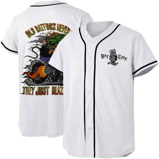 Discover Ed Big Daddy Roth Rat Fink Rat Finks Never Die White Baseball Jersey