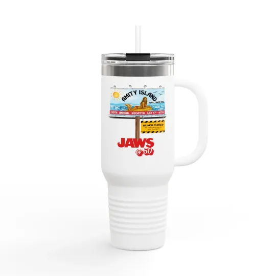 Discover 40 oz Insulated Tumbler with Handle - Retro Jaws 50th Anniversary