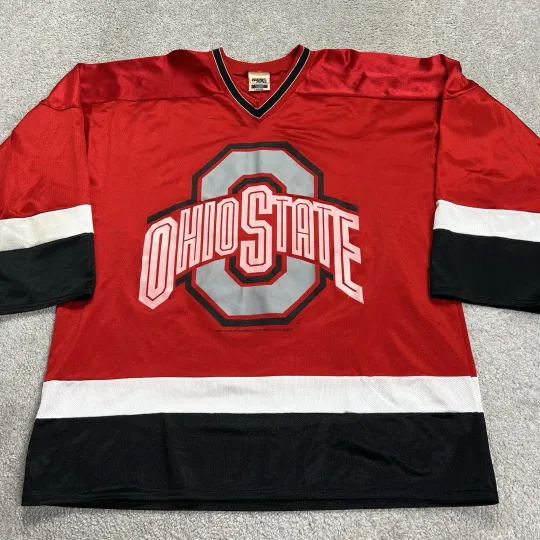 Discover Vintage Ohio State Buckeyes Men's Ice Hockey Jersey Large Red 1994 College