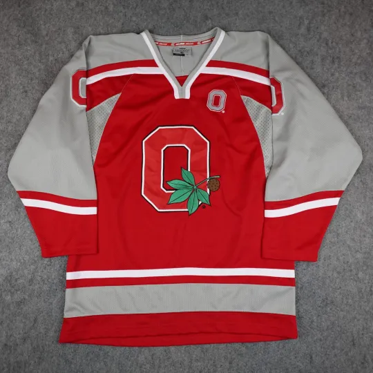 Discover Vintage Ohio State Buckeyes Men's Hockey Jersey Large Red NCAA Ice Hockey