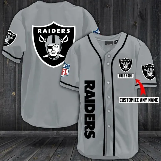Personalized Raiders 3D Print Baseball Jersey All Size S-5XL