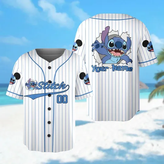 Discover Personalized Disney Stitch Baseball Jersey Stitch Jersey Team Funny Stitch Shirt