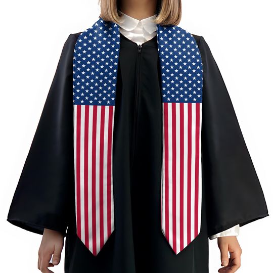Discover Personalized American Graduation Stole, USA Graduation Sash, Class Of 2026 America Flag, Graduation Stoles With American Flag TD-0514-DJNZ