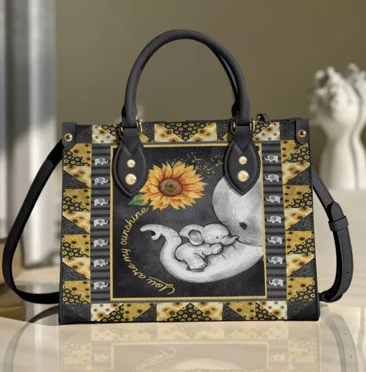 Discover Elephant and Sunflower Leather Handbag for Elephant Lovers