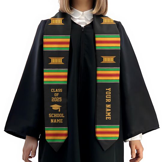 Personalized African American Stole, Class of 2026 Stoles Sash, African Graduation Stole Gift