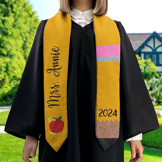 Discover Personalized Graduation Teacher Pencil Stoles, Students Graduation Stole, Graduation Class Of 2026, Teacher Graduation Sash