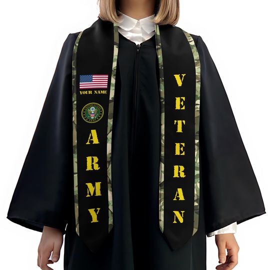 Discover Personalized Army Veteran Stole, Custom Military Veteran Tribute Sash, Memorial Day Gift, Patriotic Gift For Veteran Soldier