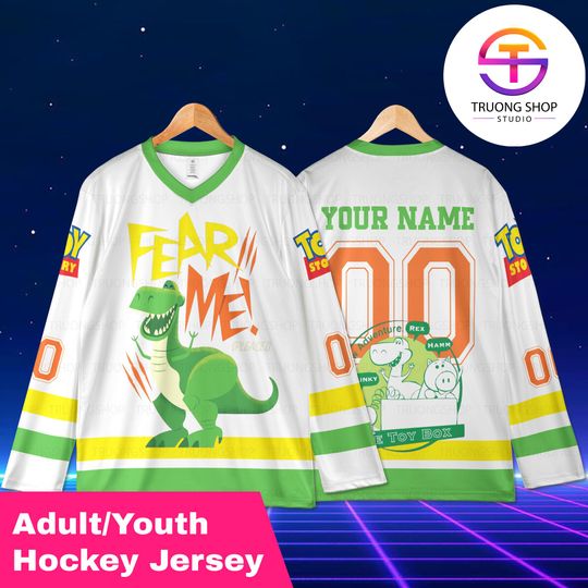 Discover Toy Story Rex Custom Hockey Jersey, Disney Pixar Rex Jersey, Personalized Name Number Toy Story Hockey Shirt, Cartoon Hockey Jersey
