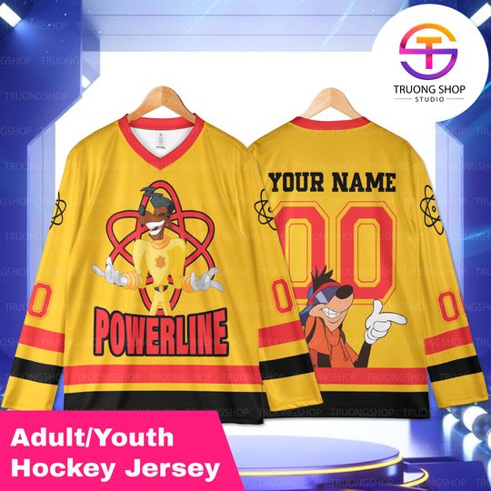 Discover Powerline Custom Hockey Jersey, Personalized Name Number Shirt, Retro Cartoon Style, Stand Out Tour 95 Fan Gift, Youth Adult Sportswear