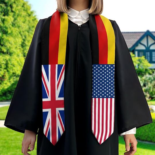 Discover Personalized Three Flag Graduation Stole Combination Nation Graduation Sash Class Of 2026 Stoles Mixed Flags Graduation Stoles TD-0422-VBUP