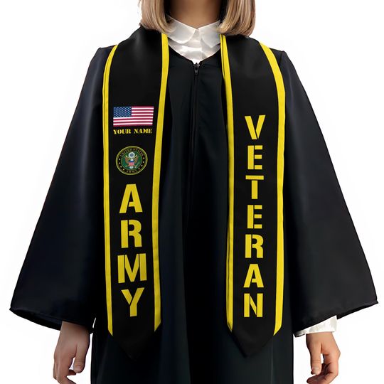 Personalized Army Veteran Stole, Custom Military Veteran Tribute Sash, Memorial Day Gift, Patriotic Gift For Veteran Soldier
