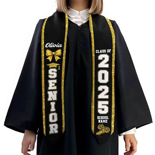 Personalized Cheerleader Stole, Custom Cheerleading Graduation Stole, Cheerleader Team Class Of 2026, Cheerleader Sash Gift