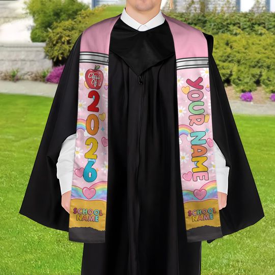Discover Personalized Teacher Pencil Stoles, Custom Students Graduation Stole, Graduation Class Of 2026, Teacher Graduation Sash ID-0305-XDLT