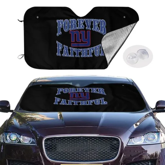Discover Forever Faithful New York Giants Car Sunshade Black Heatproof