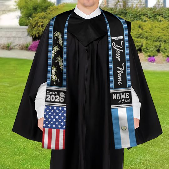 Discover Personalized Guatemala American Stole, Guatemala Graduation Stole, Guatemala Stole Class Of 2026, Guatemala Graduation Sash ID-0305-IQJF