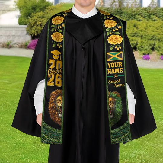 Discover Personalized Jamaica American Stole, Jamaica Graduation Stole, Jamaica Stole Graduation Class Of 2026, Jamaica Graduation Sash ID-0305-LNUS