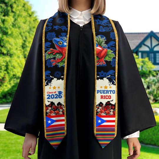 Personalized Puerto Rico Stole, Puerto Rico Graduation Stole, Puerto Rico Stole Class Of 2026, Puerto Rico Graduation Sash