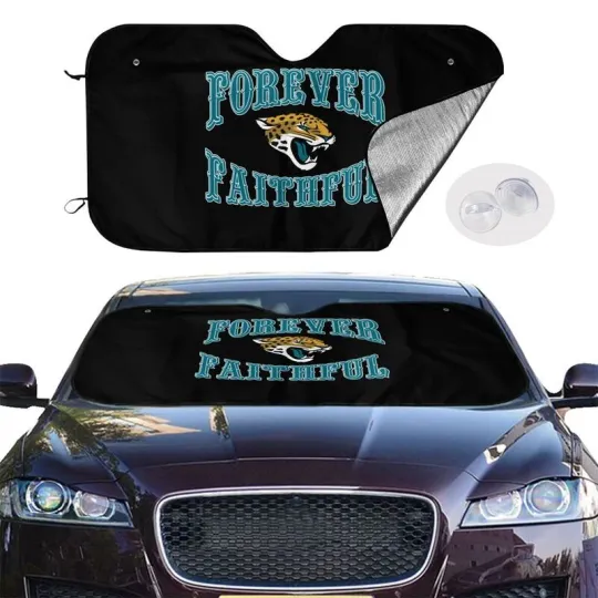 Discover Forever Faithful Jacksonville Jaguars Car Sunshade Heatproof Black