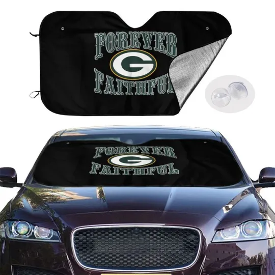 Forever Faithful Green Bay Packers Car Sunshade Heatproof Black