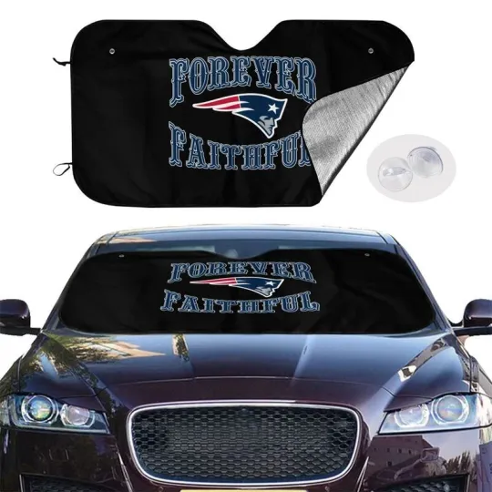 Discover Forever Faithful New England Patriots Car Sunshade Heatproof Black
