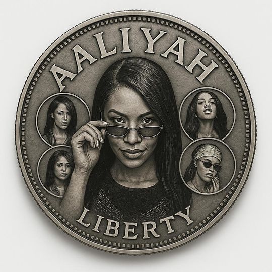 Discover Aaliyah Tribute Commemorative Coin, Colorful Memorial Coin, Yellow or Silver Coin, Music Legend Collectible, Fan Gift Keepsake