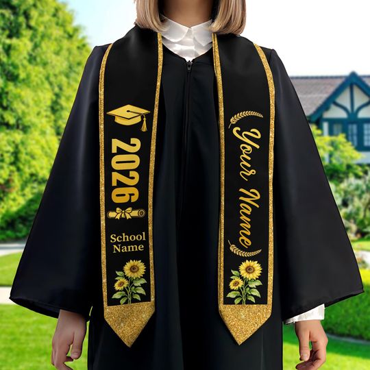 Personalized Class of 2026 Stole, Custom Graduation 2026 Stole, Your High School Grad Sash, Any University Grad Stoles Sash