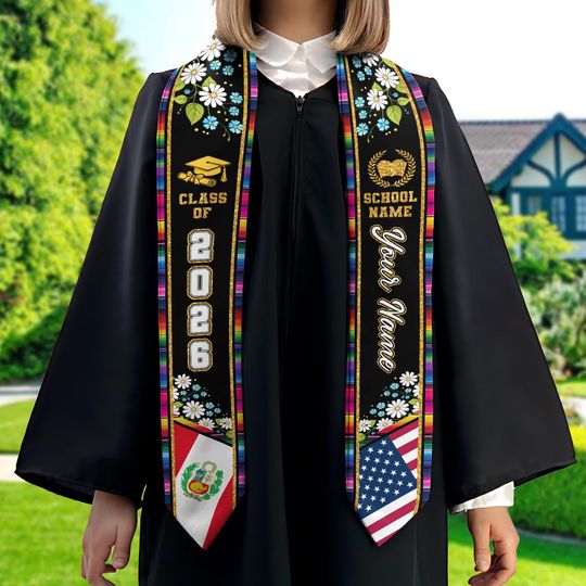 Discover Personalized Peruvians American Stole, Peruvians Graduation Stole, Peruvians Stole Class Of 2026, Peruvians Graduation Sash