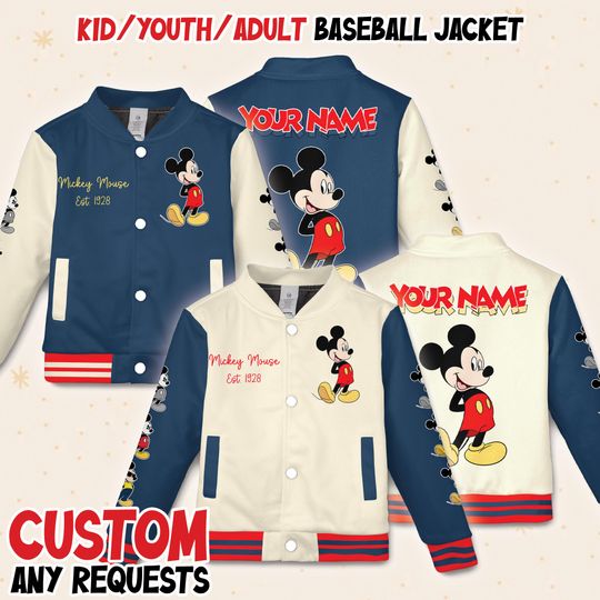 Discover Personalized Mickey Mouse Baseball Jacket, Mickey  Mouse Jacket, Disney Mouse Jacket, Mickey Jacket, Disney Trip Shirt, Cartoon Gifts