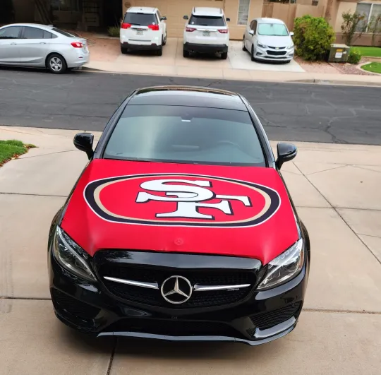 San Francisco 49ers Auto Hood Cover Football Flag