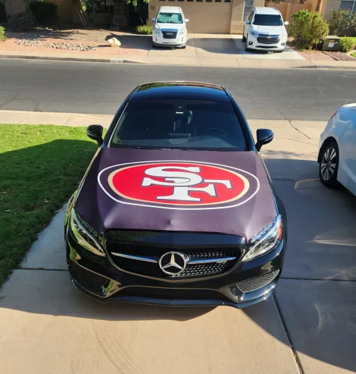San Francisco 49ers Auto Hood Cover, Football Flags
