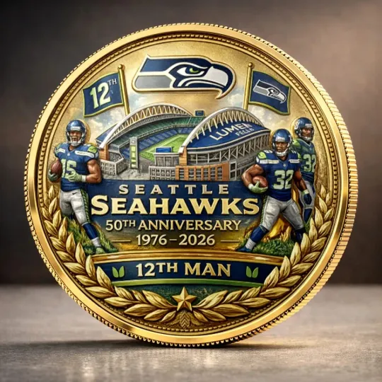 Discover 5Pcs Seattle Seahawks 50th Anniversary 1976-2026 Commemorative Coin