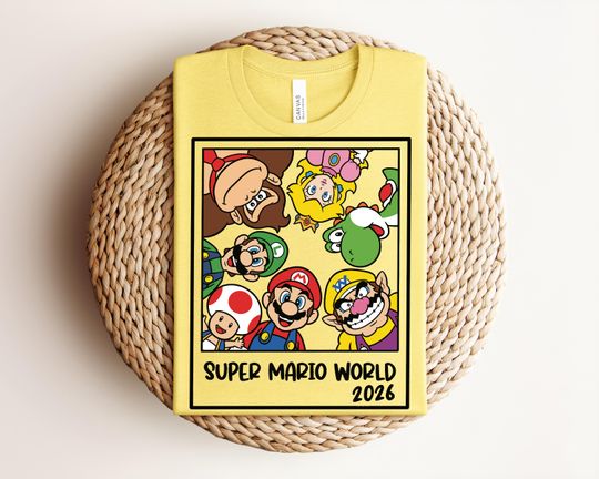Super Mario World 2026 Tee, Mario and Friends Tee, Super Mario Tee, Mario Family Tee,Super Mario Matching Tee
