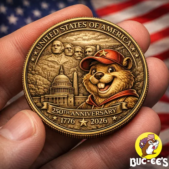 Bucees Beaver 250th Anniversary USA Coin 1776-2026 Mount Rushmore