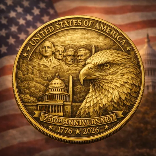 Discover USA Semiquincentennial Coin 250th Anniversary 1776-2026 Mt Rushmore Eagle