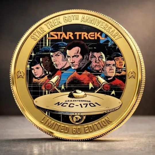 Discover Trek 60th Anniversary Commemorative Coin 1966-2026 Starfleet Challenge Coin