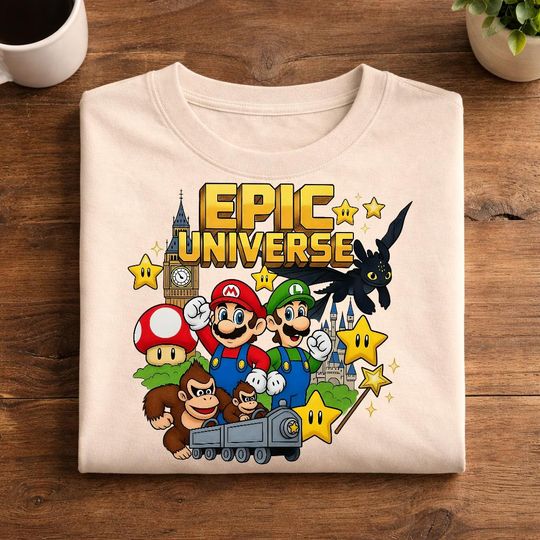 Epic Universe 2026 Shirt, Mario Luigi Donkey Kong Toothless Tee, Vacation Family Gift