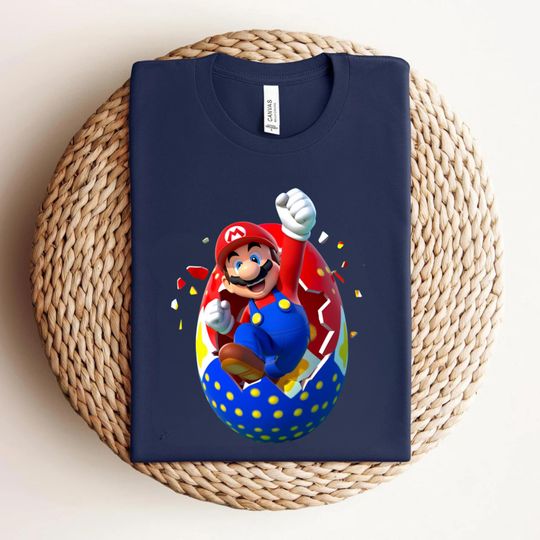 Discover Super Mario Happy Easter 2026 T-Shirt, Mario Jumping Out of Egg Gamer Gift