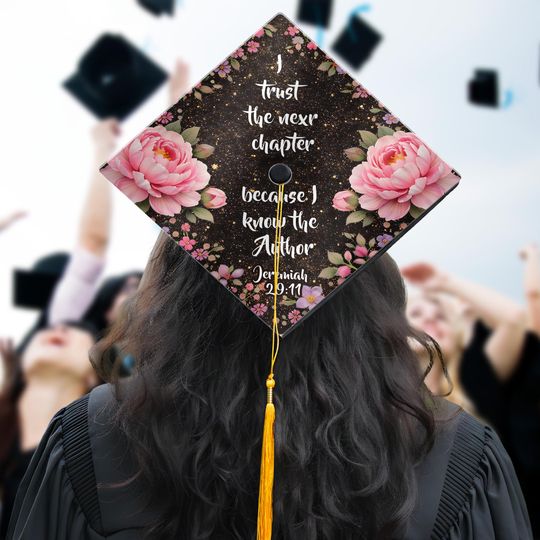 I Trust The Next Chapter Christian Graduation Cap Topper, Faith Graduation Cap Decoration, Inspirational Religious Grad Gift