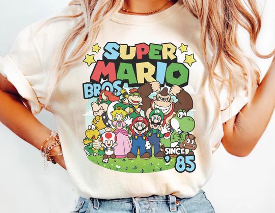 Discover Comfort Colors Super Mario Bros T-Shirt, Retro 90s Mario Video Game Apparel