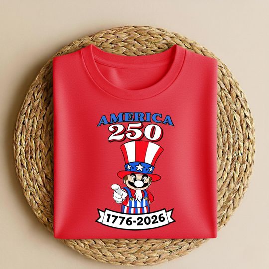 Discover Mario 250th Anniversary Shirt, Mario 1776 2026 Patriotic Tee, Mario USA Independence Day T-Shirt