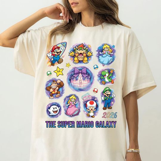Discover Comfort Colors The Super Mario Galaxy Movie Shirt, Mario Since 85 Tee, Nintendo World Family Holiday Tee