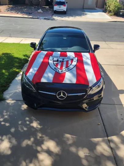 Athletic Bilbao Auto Hood Cover with Hood Flags Soccer Flags